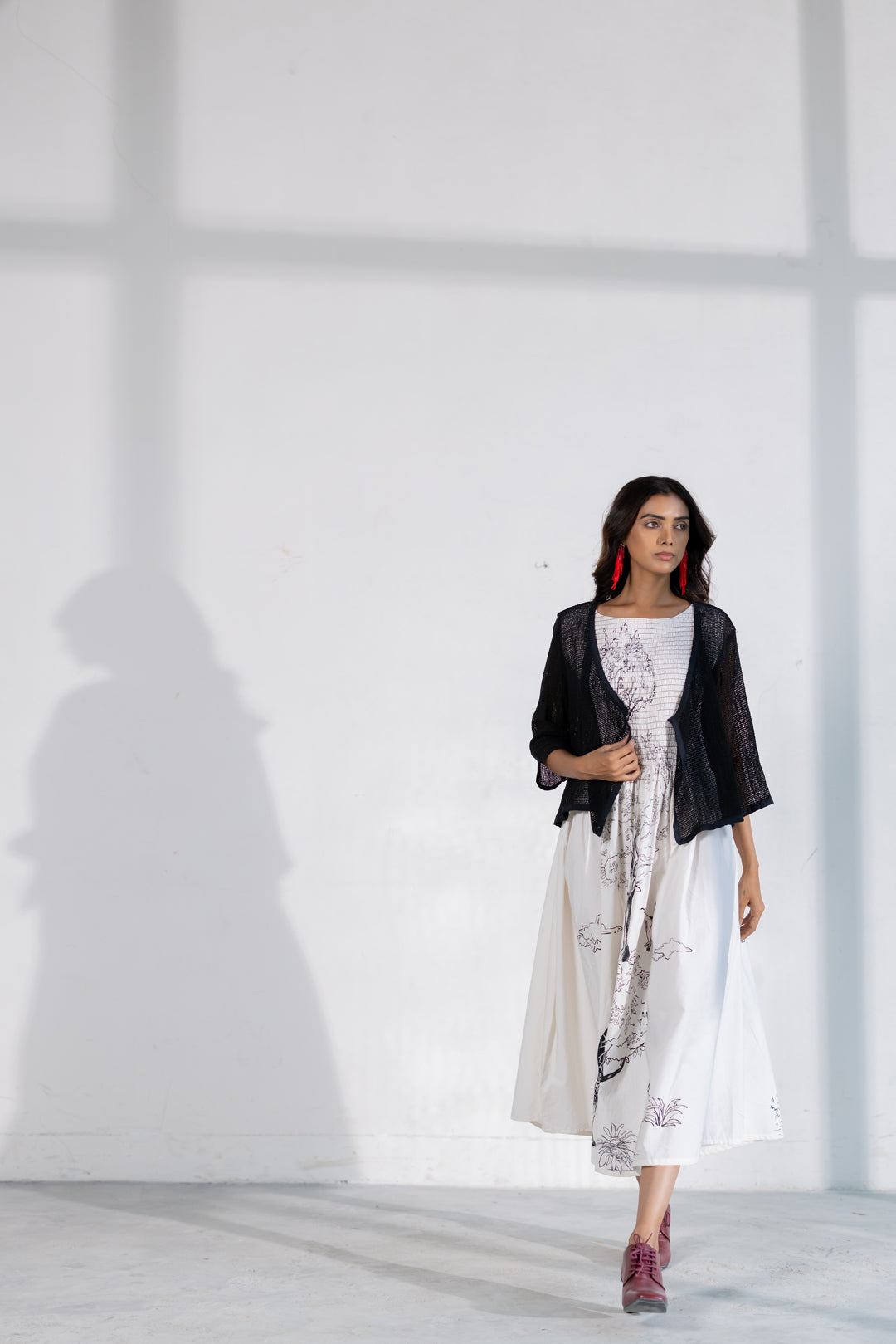Savannah Smocked Midi Dress with Shrug