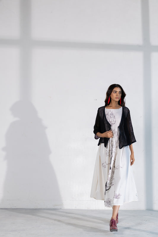 Savannah Smocked Midi Dress with Shrug