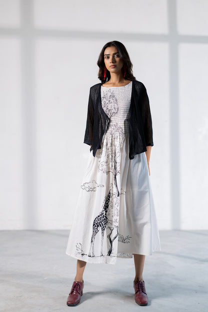 Savannah Smocked Midi Dress with Shrug
