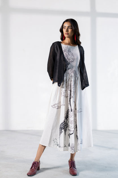 Savannah Smocked Midi Dress with Shrug