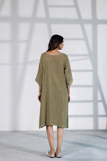 Khaki Marigold Mesh Dress