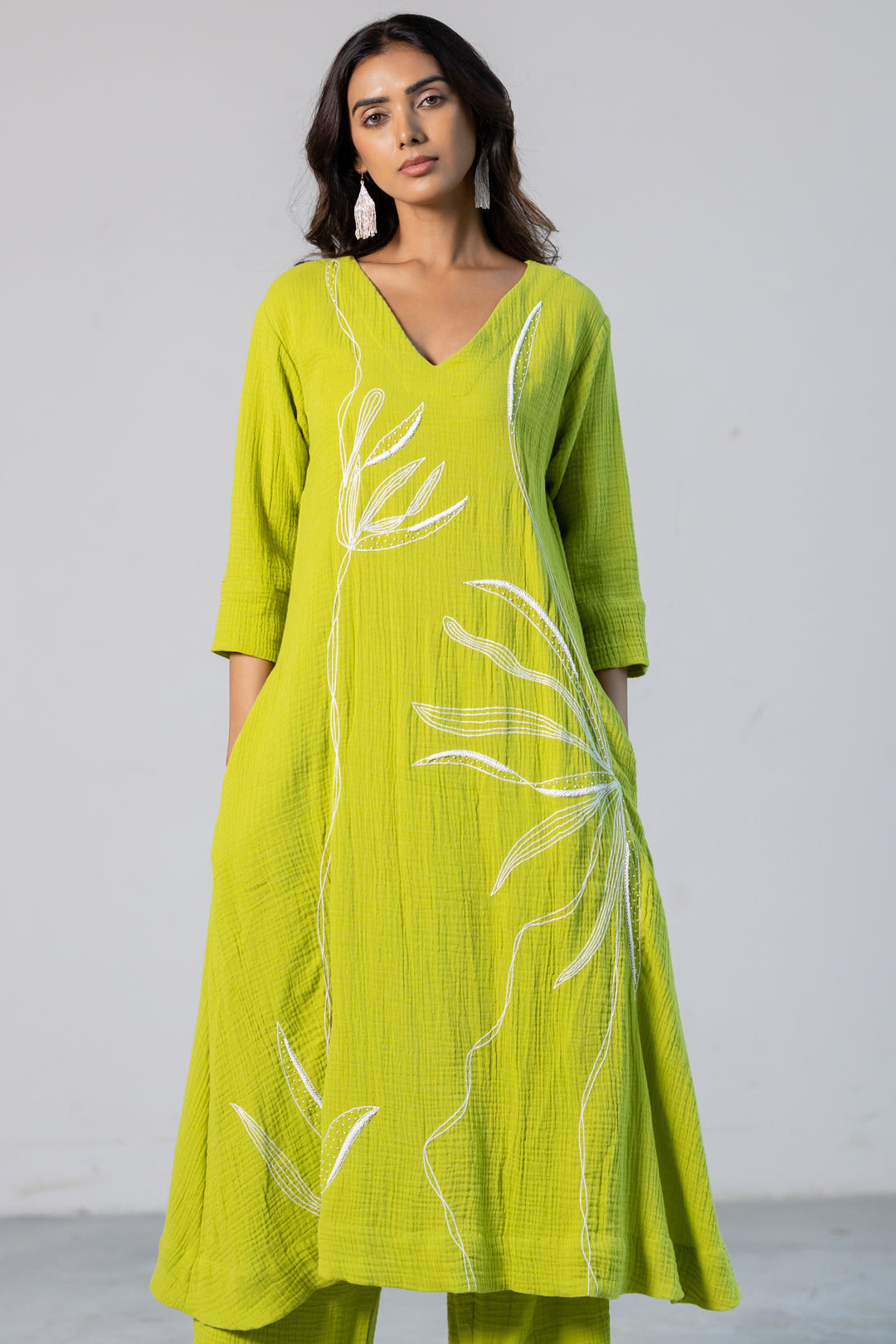 Lime Leaf Embroidered Set