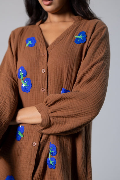 Cinnamon Blue embroidered Top