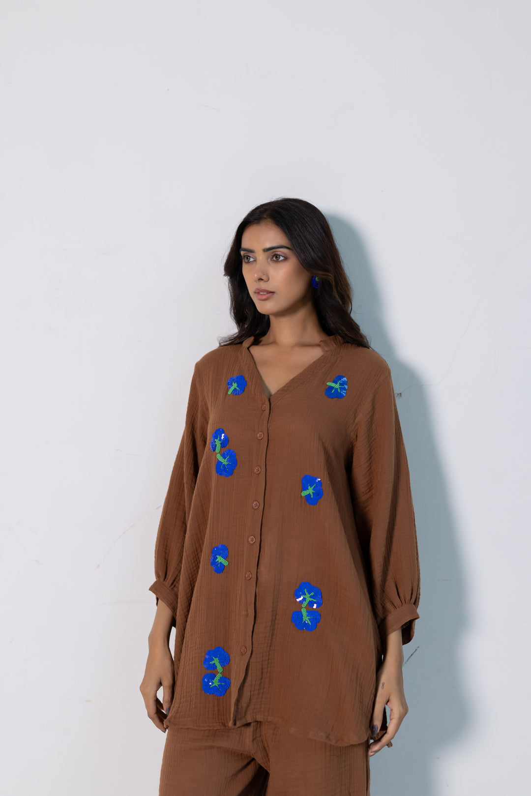 Cinnamon Blue embroidered Co-ord