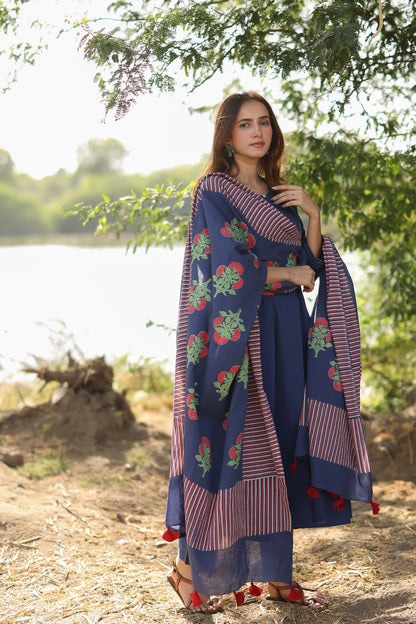 Monsoon Blue Kurta Set with Dupatta