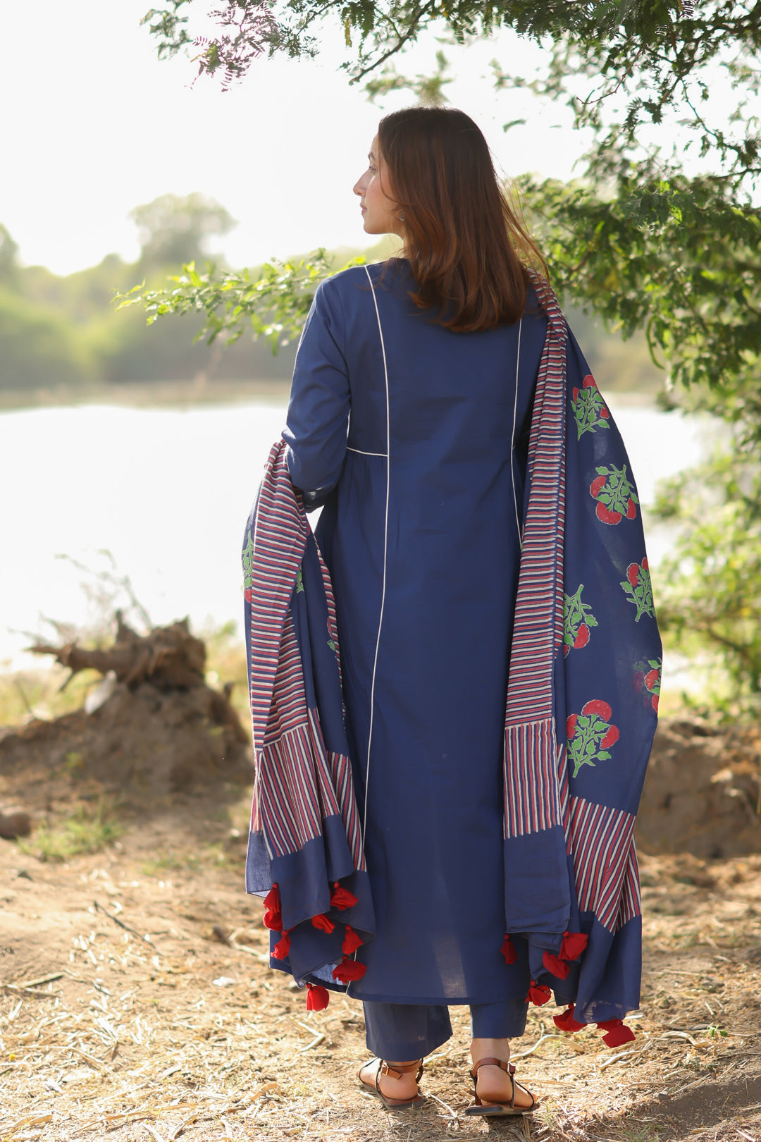 Monsoon Blue Kurta Set with Dupatta