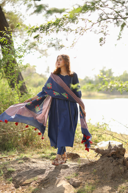 Monsoon Blue Kurta Set with Dupatta