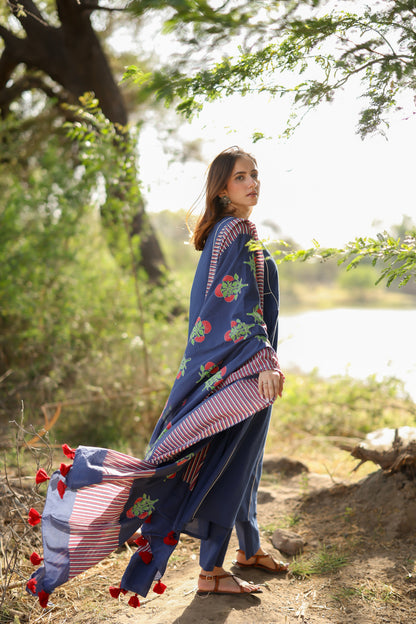 Monsoon Blue Kurta Set with Dupatta