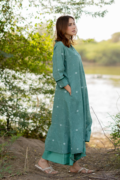 Neem Green Jaamdani Kurta Set