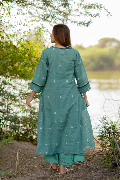 Neem Green Jaamdani Kurta Set