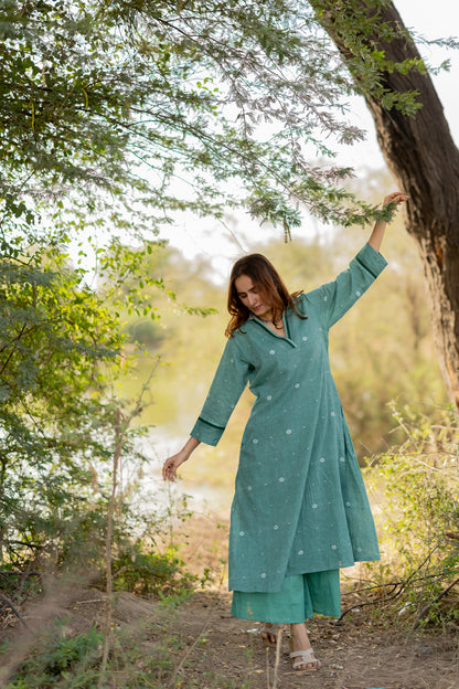 Neem Green Jaamdani Kurta Set