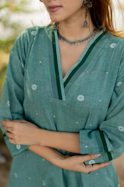 Neem Green Jaamdani Kurta Set