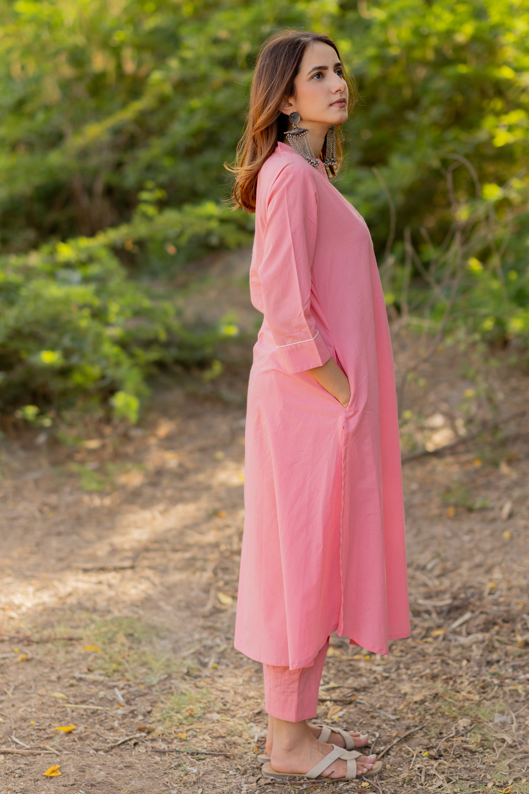 Gulnaar Pink Kurta and Clinched Pants Set