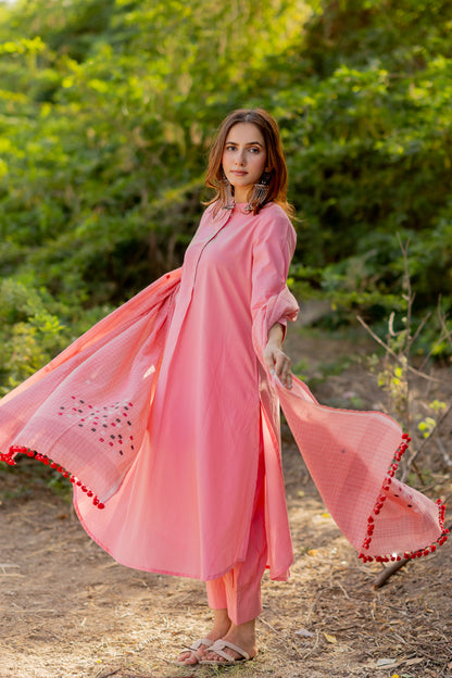 Gulnaar Pink Kurta Set with Dupatta