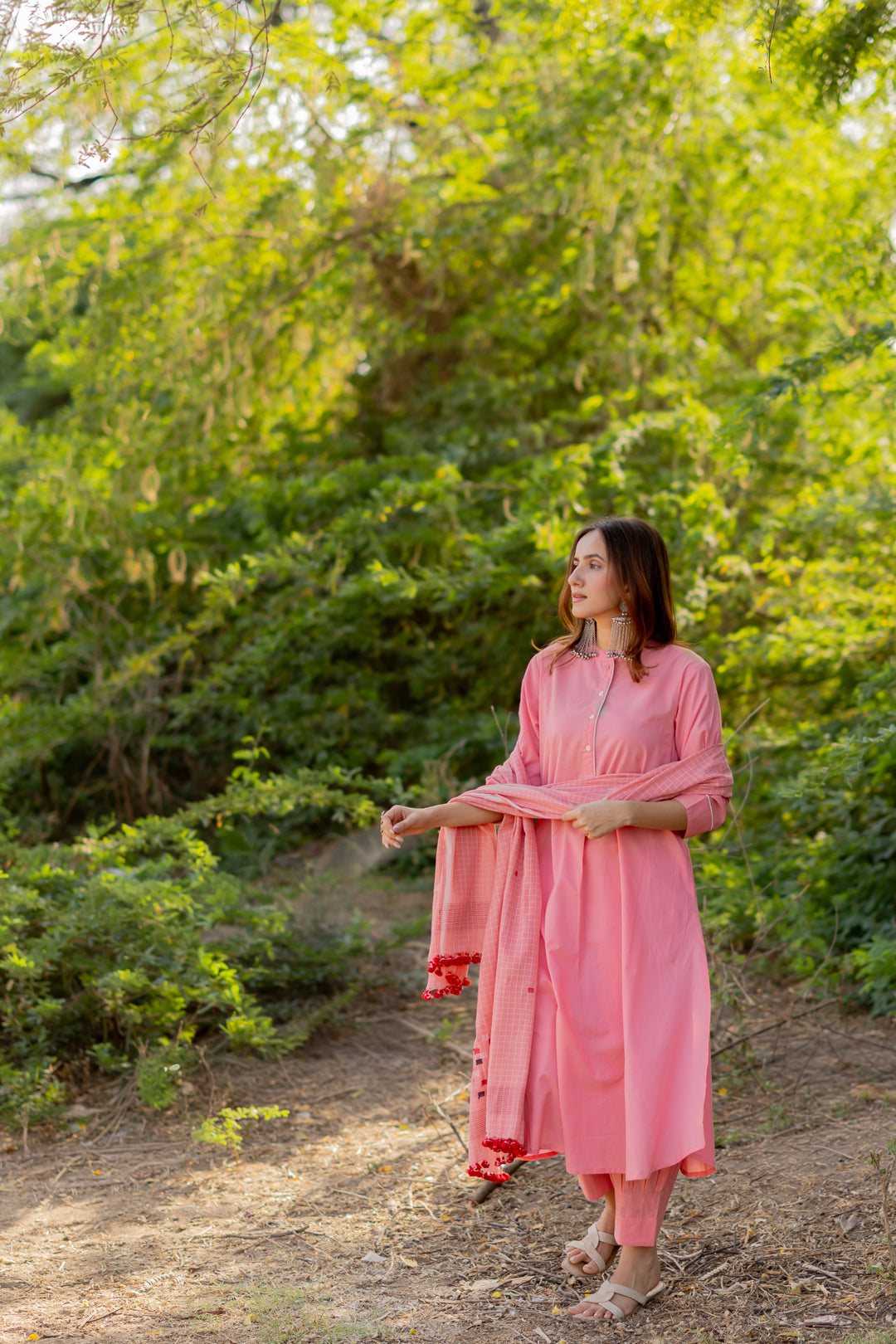 Gulnaar Pink Kurta Set with Dupatta