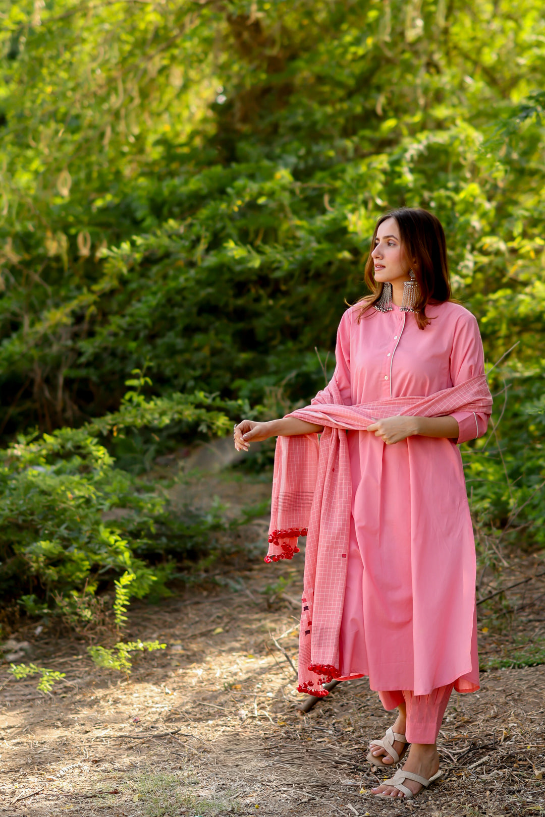 Gulnaar Pink Kurta Set with Dupatta