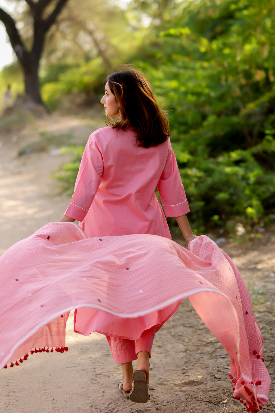 Gulnaar Pink Kurta Set with Dupatta