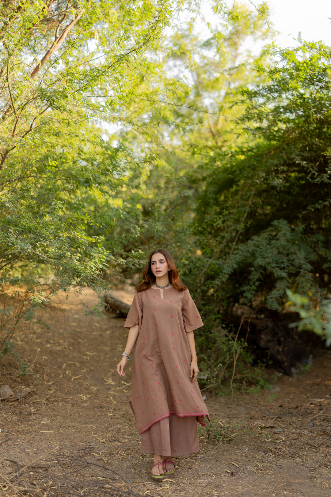 Truffle Pink Jaamdani Kurta Set