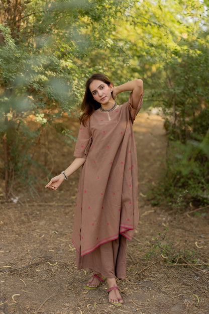 Truffle Pink Jaamdani Kurta Set