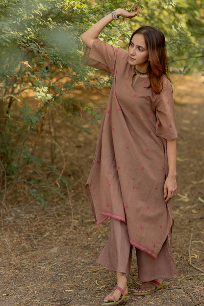 Truffle Pink Jaamdani Kurta Set
