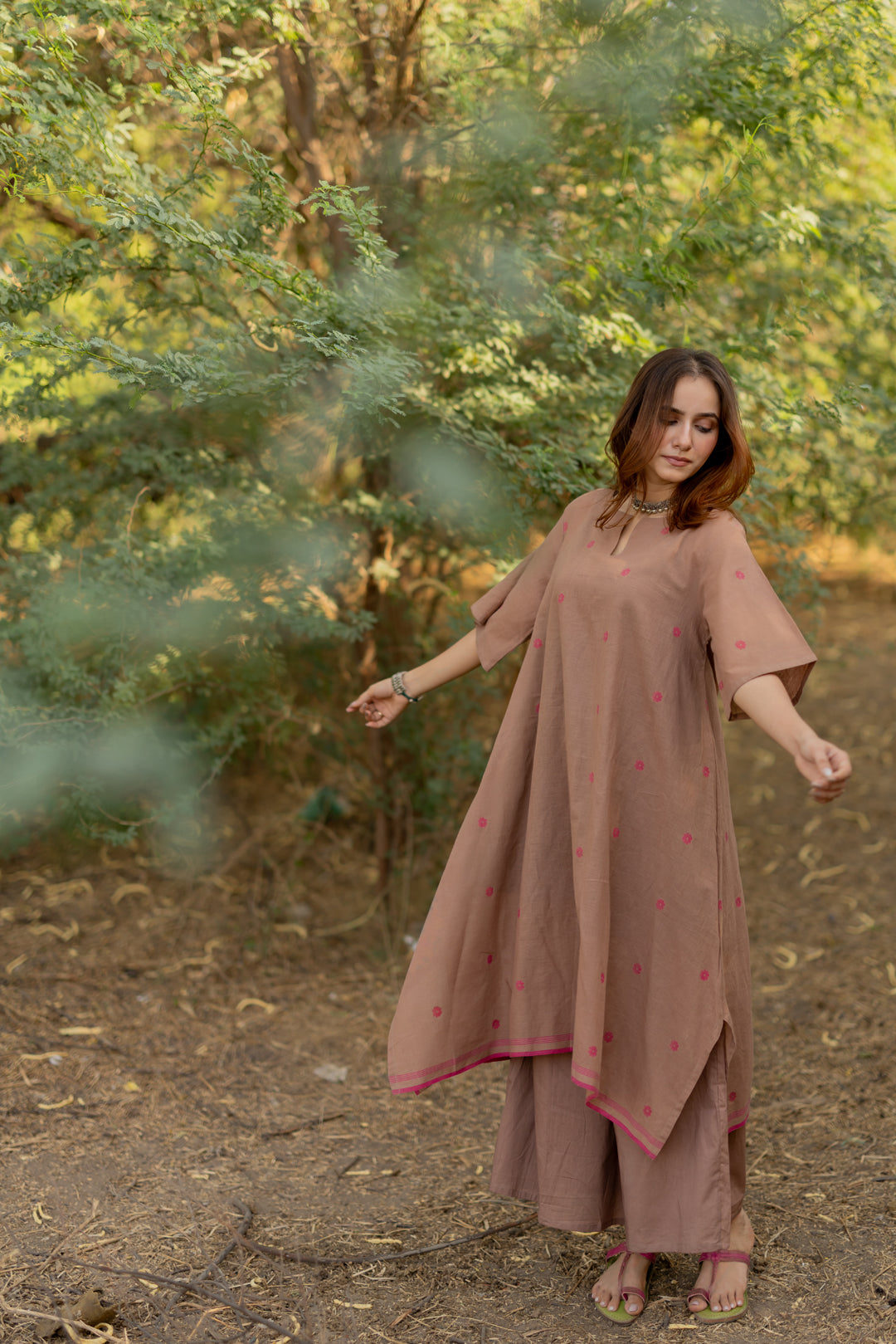 Truffle Pink Jaamdani Kurta Set