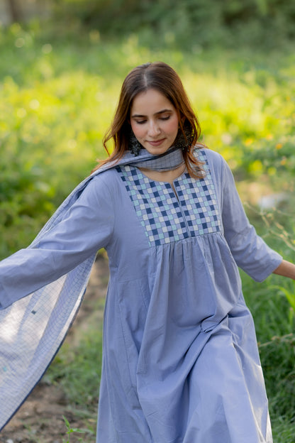 Petal Purple Embroidered Kurta Set