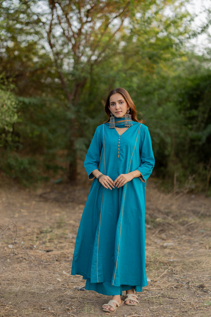 Lagoon Blue Kurta Set with Dupatta