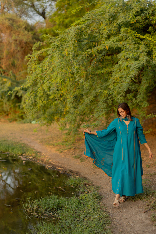 Lagoon Blue Kurta Set with Dupatta