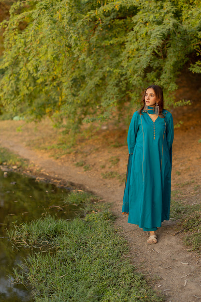 Lagoon Blue Kurta Set with Dupatta
