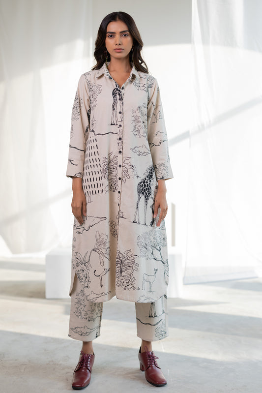 Shell White Safari Tunic Set