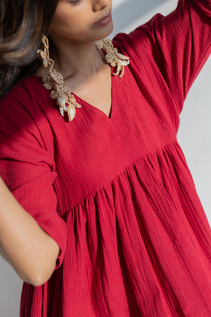 Deep Crimson Midi Dress