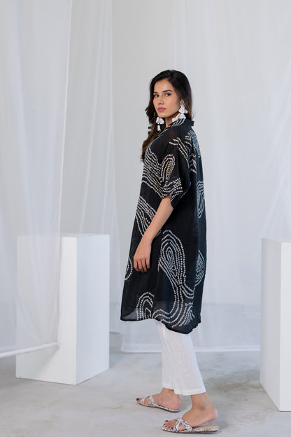 Ink Black Waves Tunic