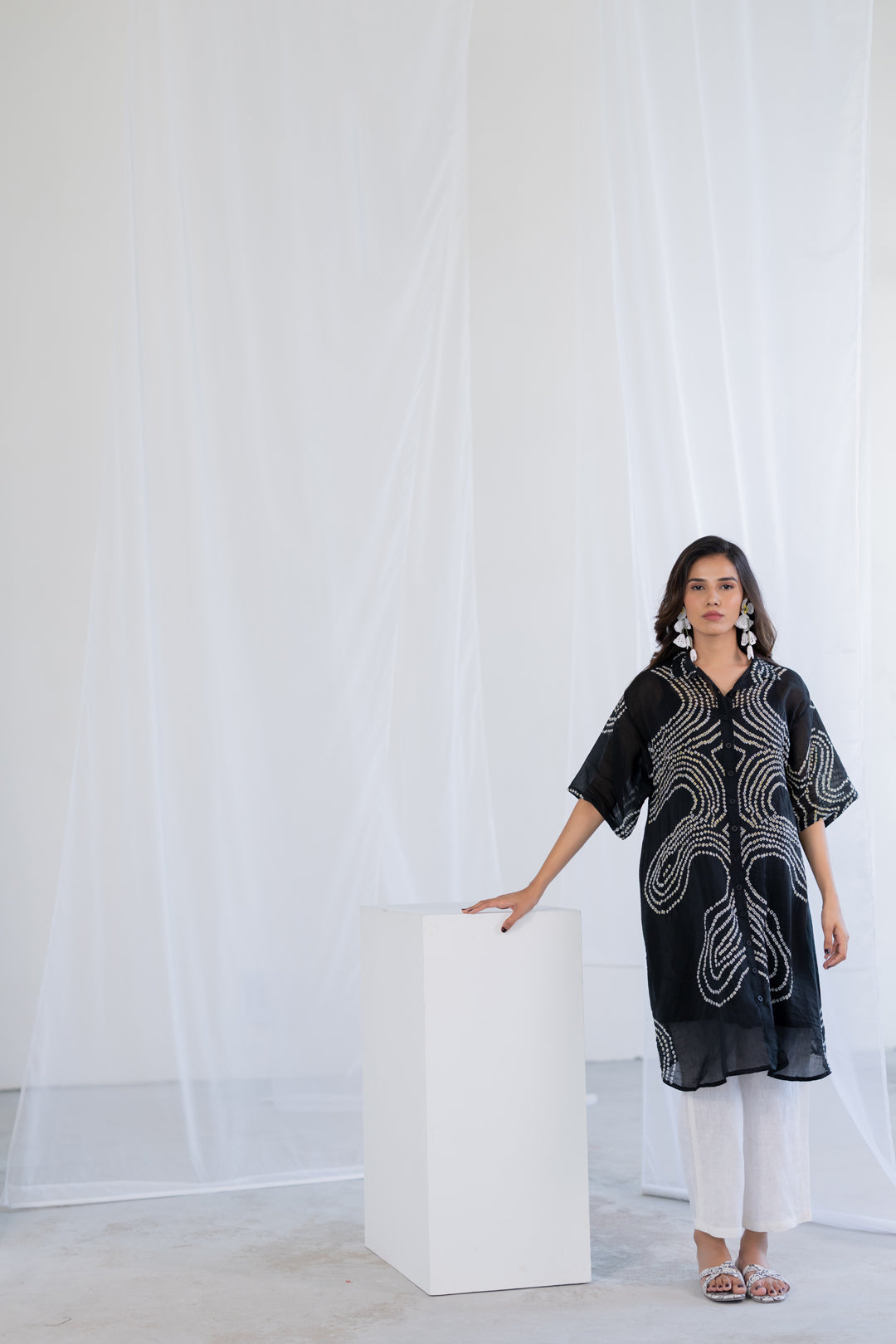 Ink Black Waves Tunic