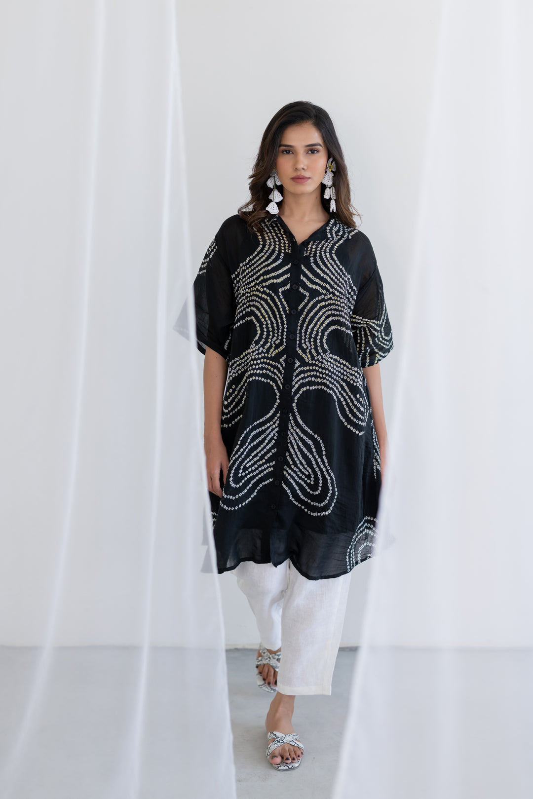 Ink Black Waves Tunic