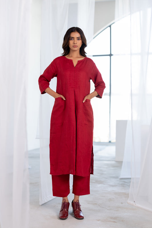 Garnet Adorned Linen Co- Ord Set