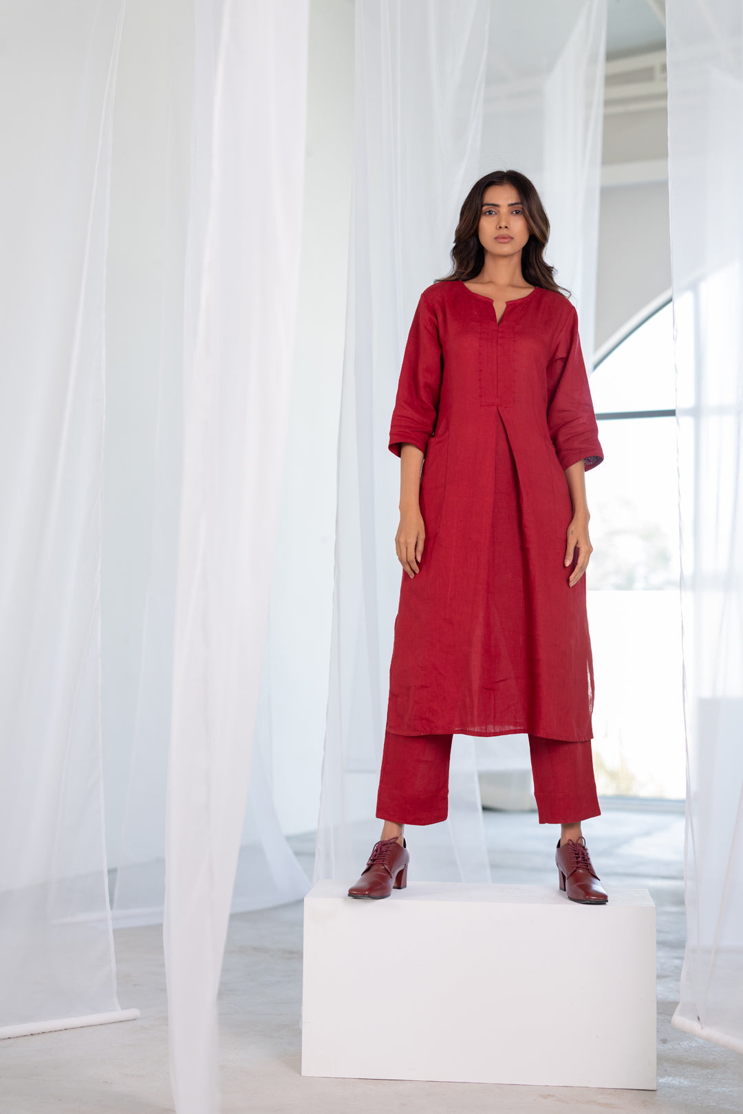 Garnet Adorned Linen Co- Ord Set