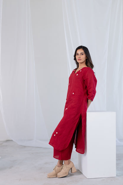 Garnet Blossom Kurta Set