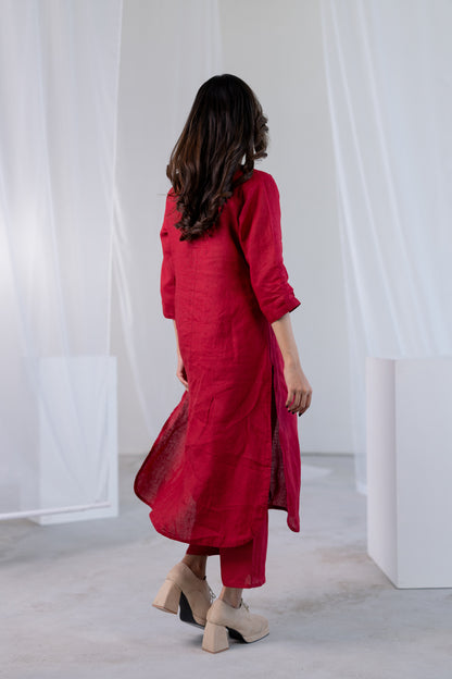 Garnet Blossom Kurta Set