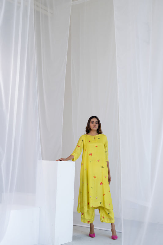 Citrus Flame Kurta Co-ord