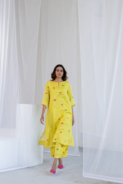 Citrus Flame Kurta Co-ord