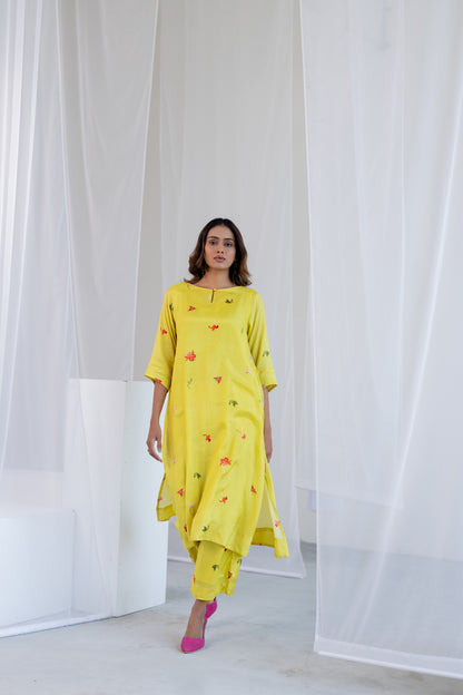 Citrus Flame Kurta Co-ord