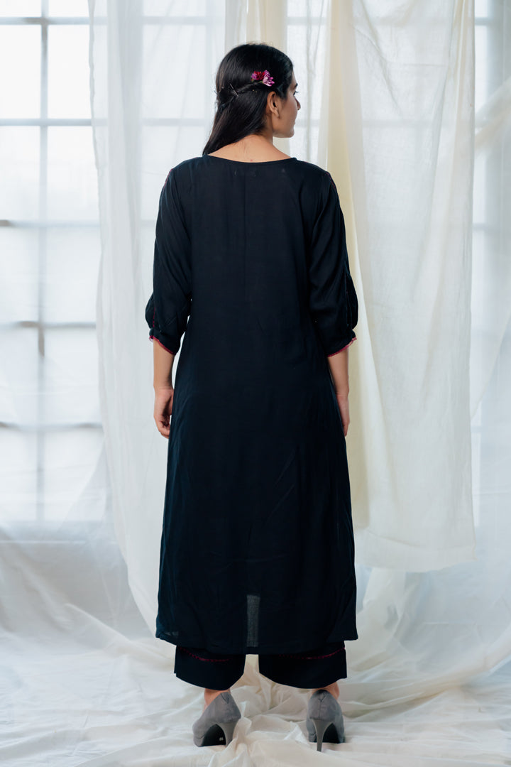 Black and berry kurta set with dupatta