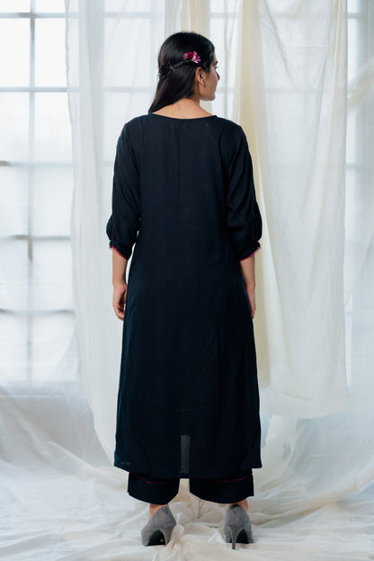 Black and berry kurta set with dupatta