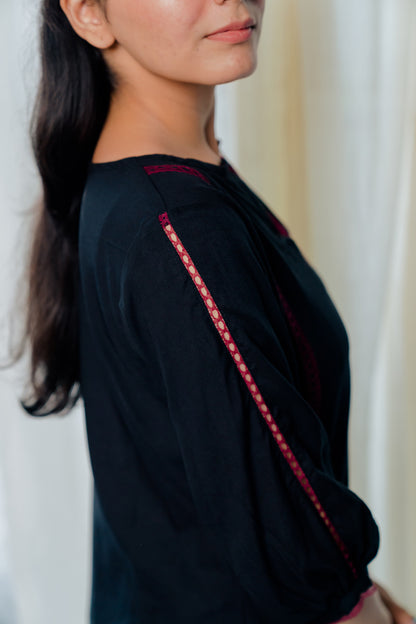 Black and berry kurta set with dupatta