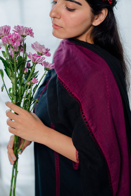 Black and berry kurta set with dupatta