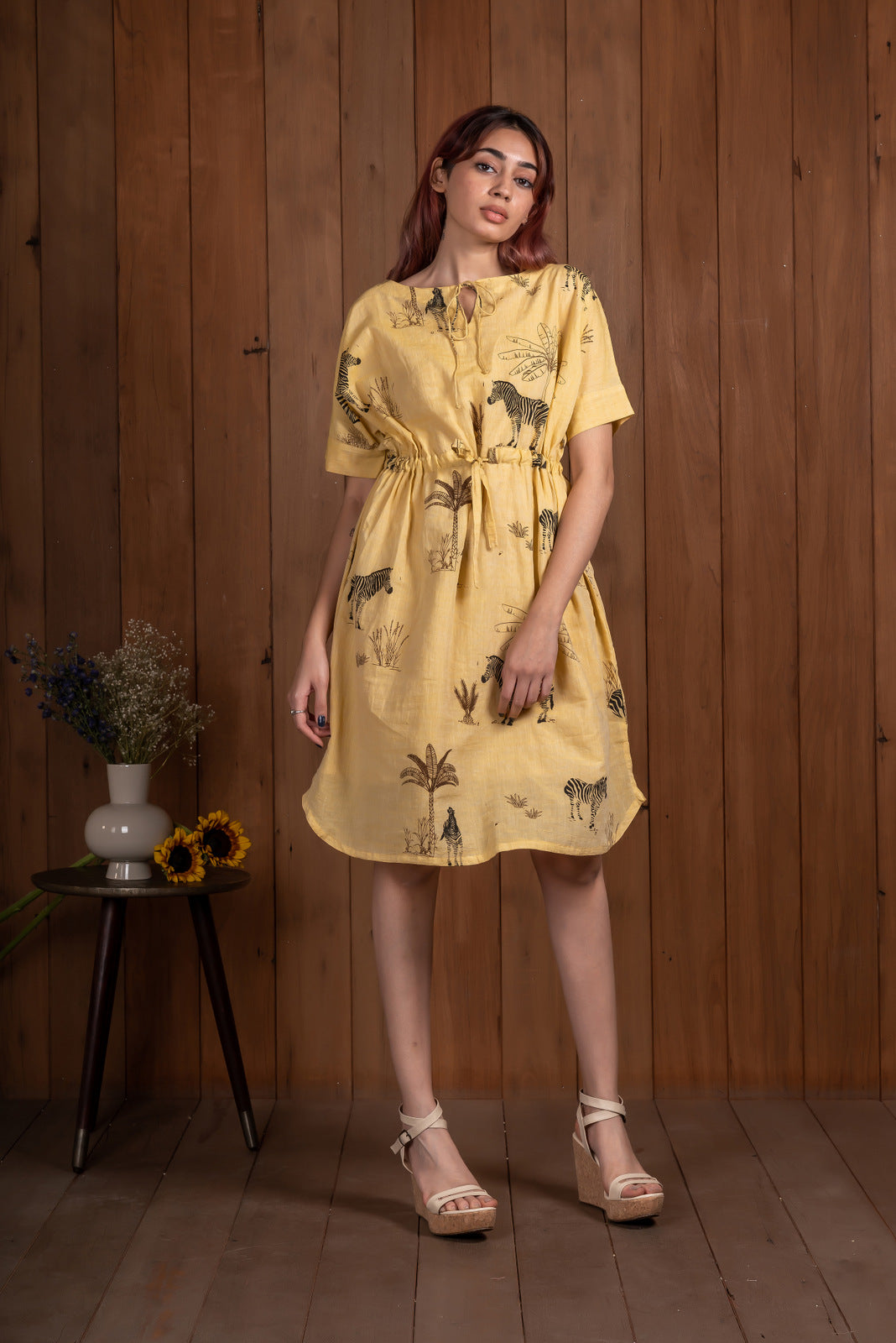 Zebra and palms kaftan