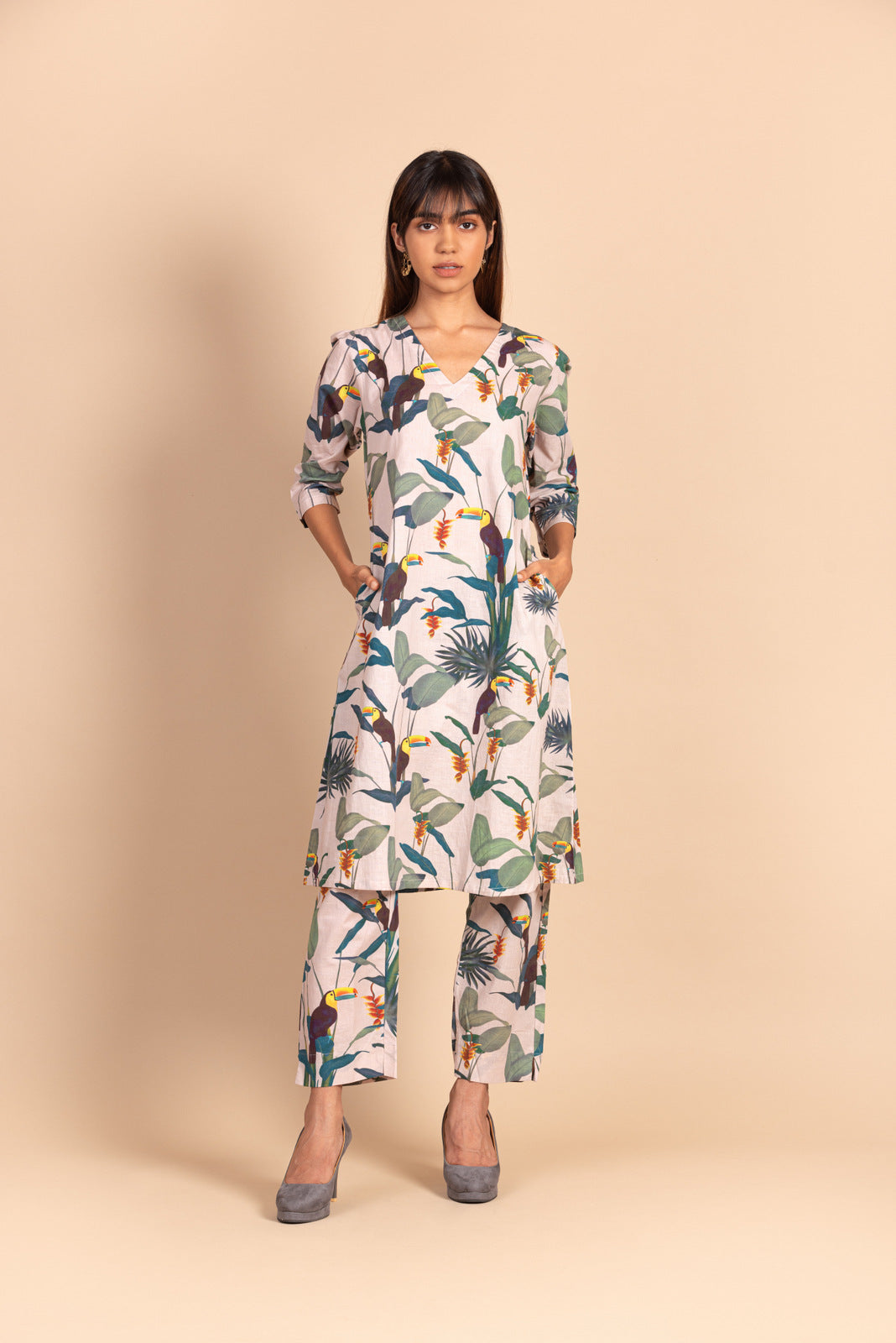 Pale Pink Toucan Dress Set