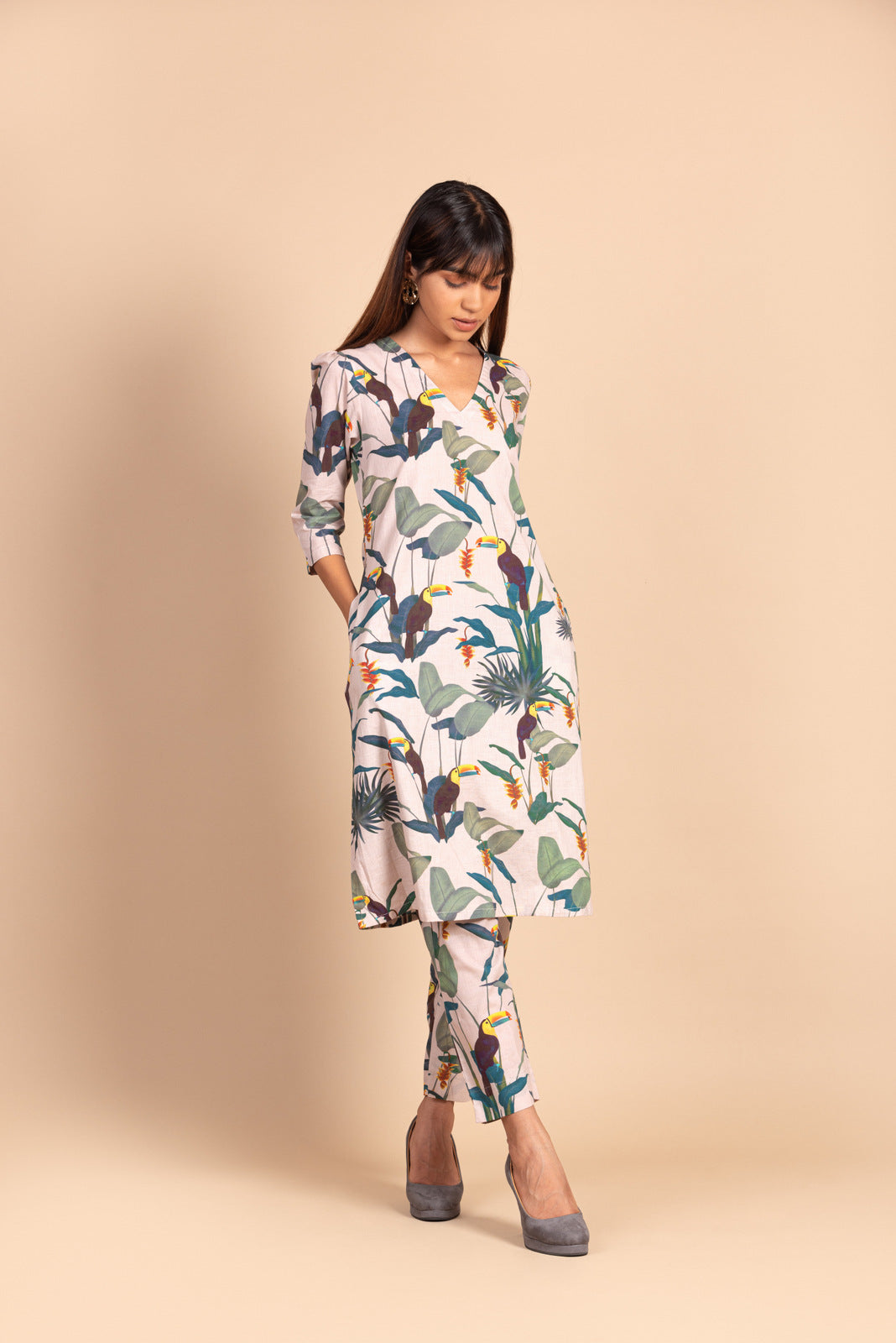 Pale Pink Toucan Dress Set