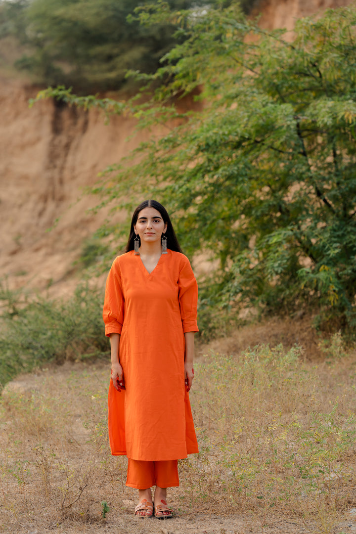 Buy Rust Orange Embroidered Straight Kurta-sharara-dupatta Set Online - W  for Woman