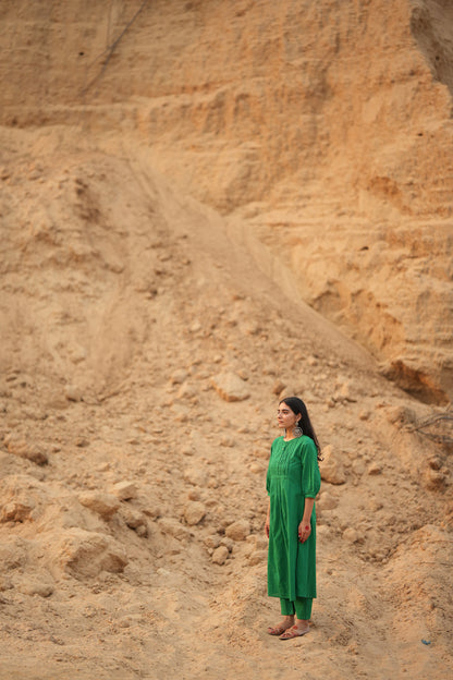 Mystic Green Kurta Set with Dupatta